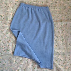 Sky blue knit pencil skirt - vintage